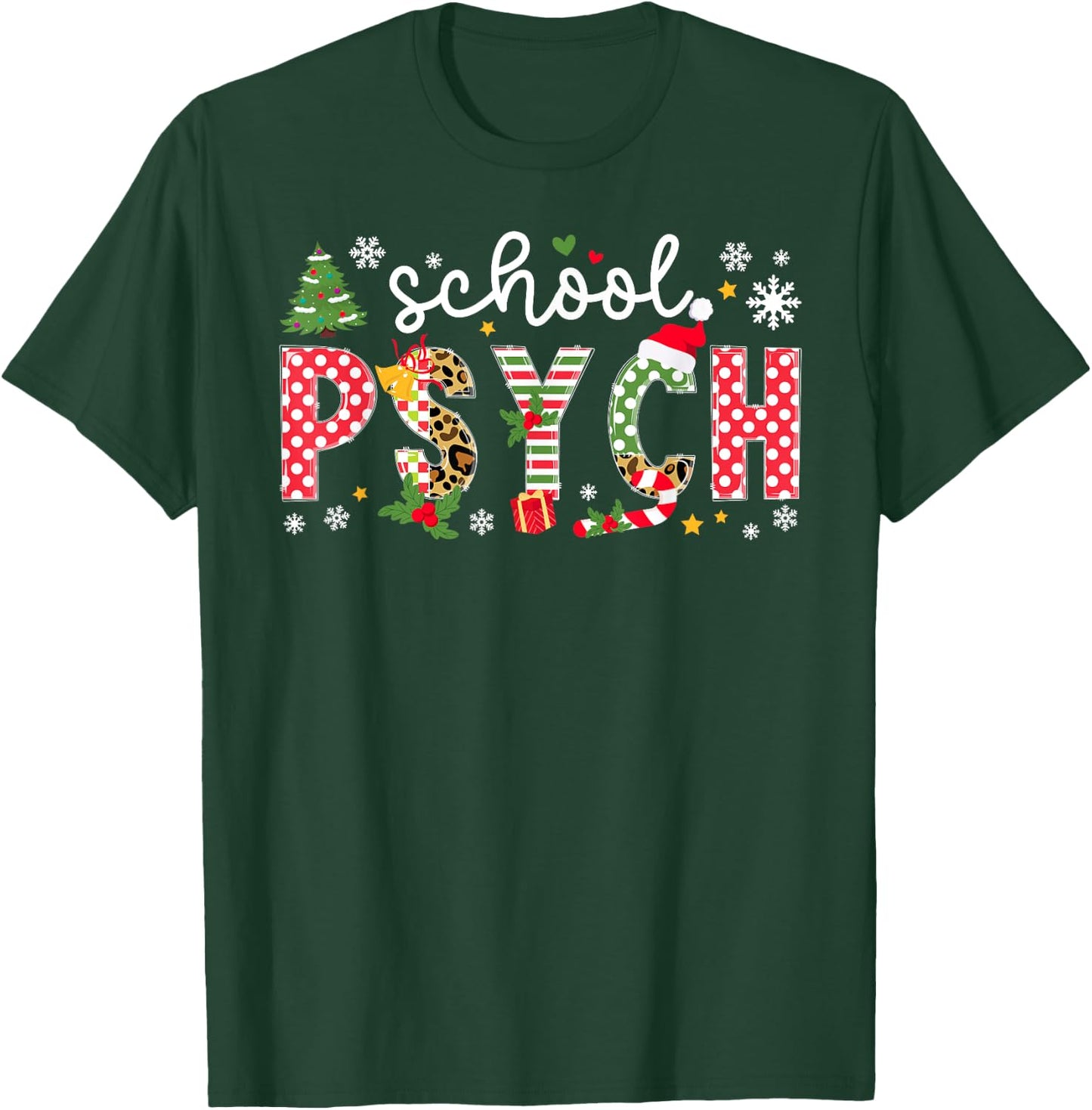 School Psych Christmas School Psychologist Xmas Party T-Shirt - T-Shirt | Forest