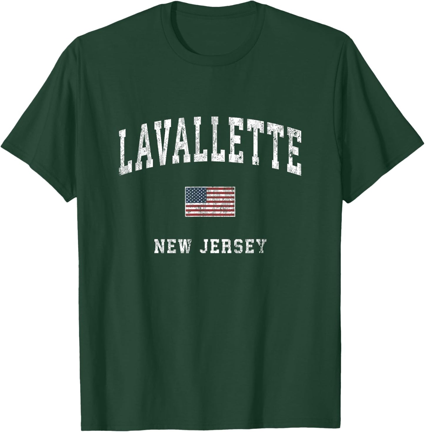 Lavallette New Jersey NJ Vintage American Flag Sports Design T-Shirt - T-Shirt | Forest