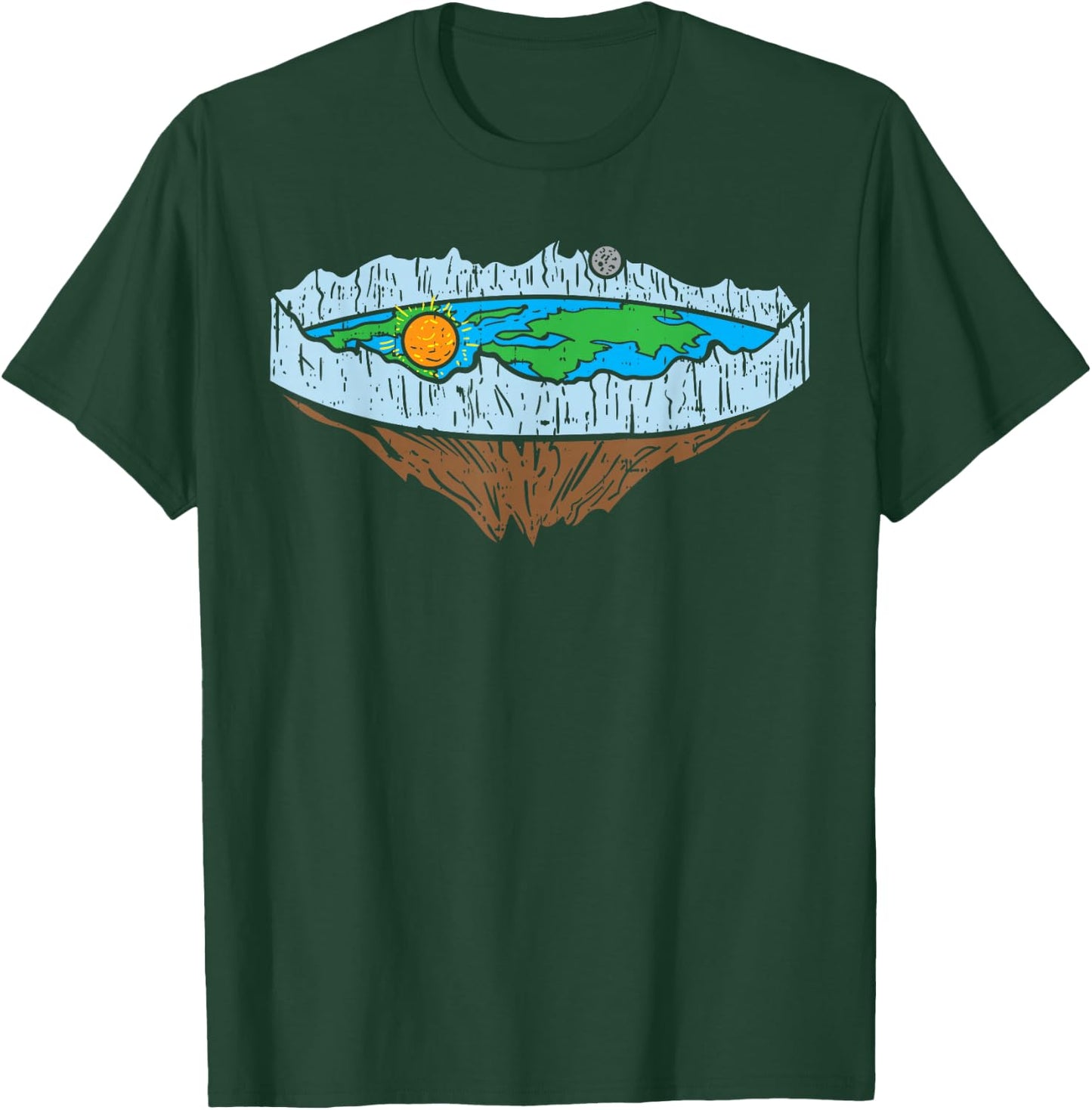 Flat Earth Ice Wall Sun Moon Funny Conspiracy Theory Gift T-Shirt - T-Shirt | Forest