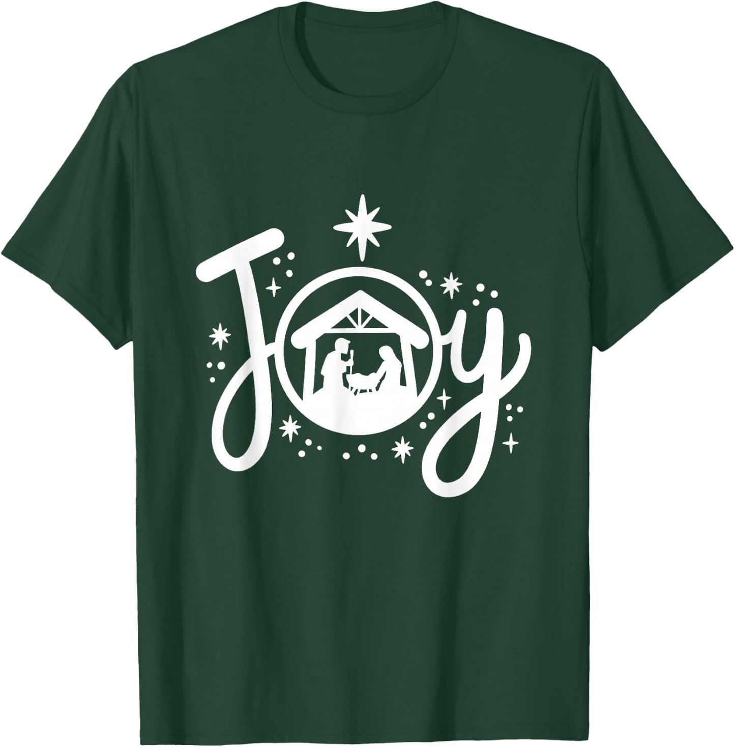 Christian Christmas Joy Jesus Nativity Scene Faith Family T-Shirt - T-Shirt | Forest