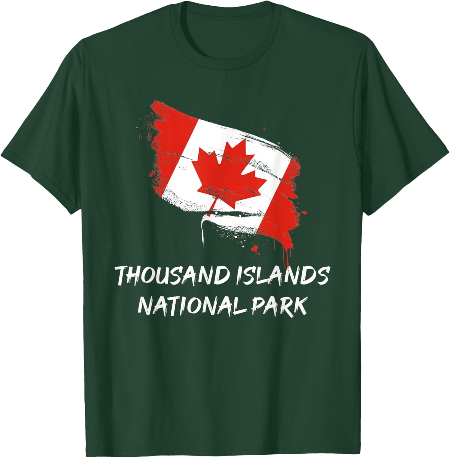 Thousand Island Ontario Canada Splatter Flag Trip Vacation T-Shirt - T-Shirt | Forest