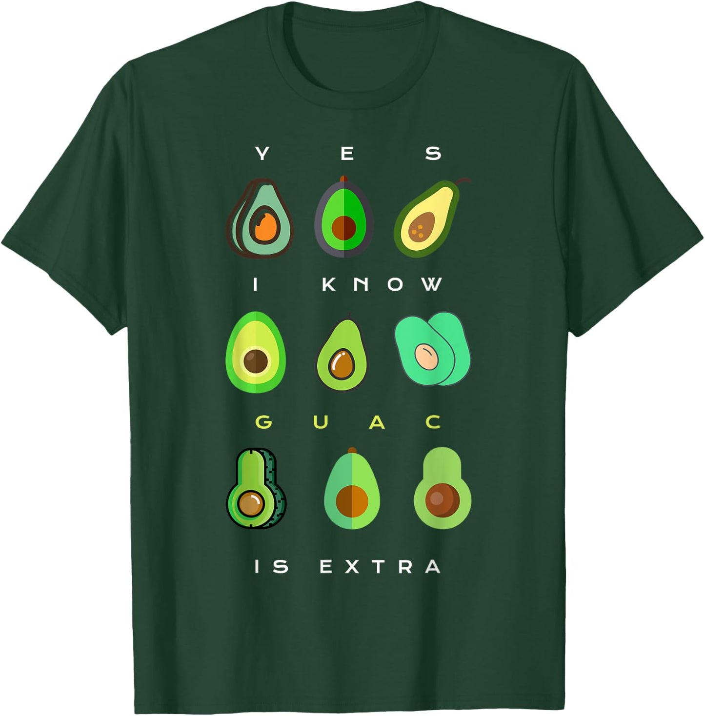 Yes I Know Guac Is Extra Funny Avocado Guacamole T-Shirt - T-Shirt | Forest