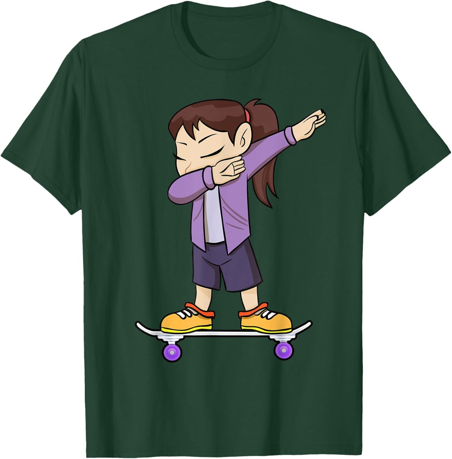 Skateboarding Teenage Girl on Skateboard Gift Skater T-Shirt - T-Shirt | Forest