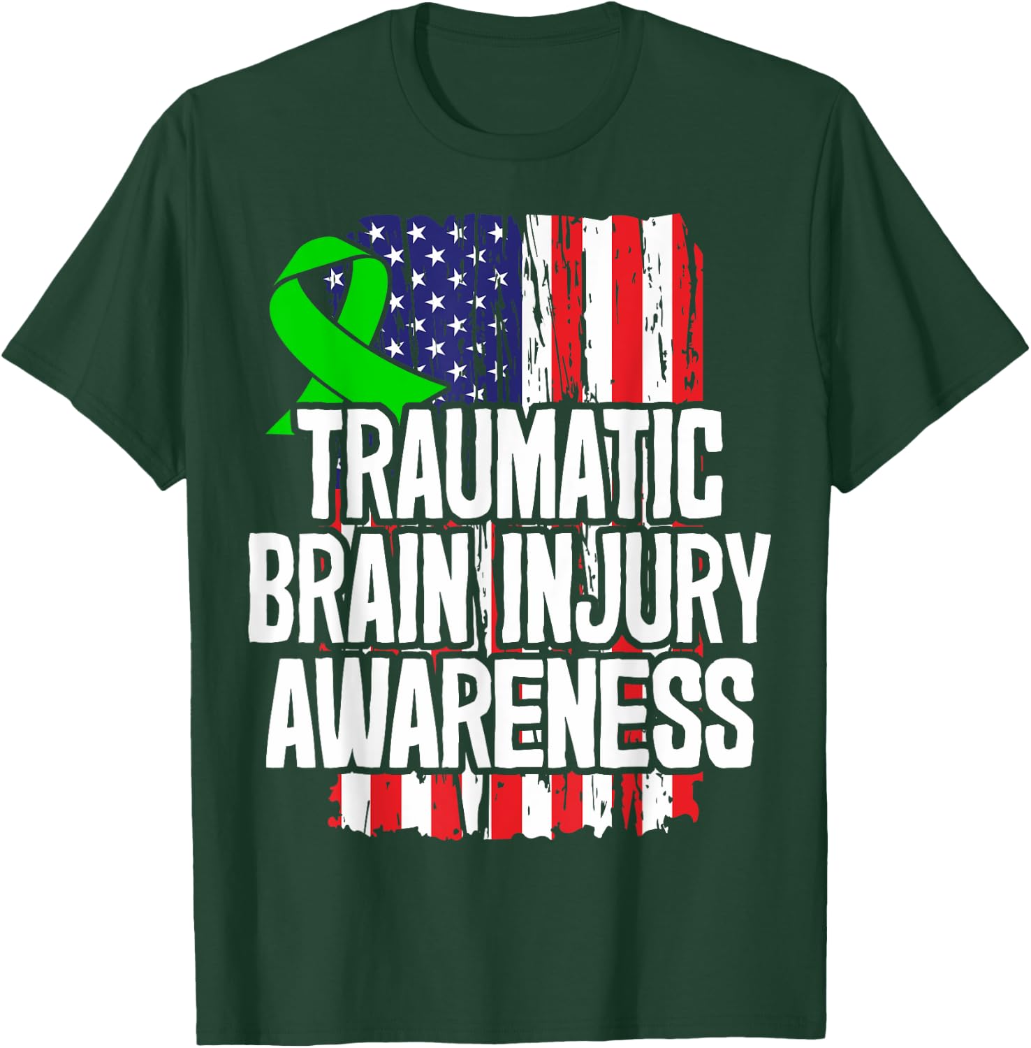 TBI Awareness Gift - Green Ribbon T-Shirt - T-Shirt | Forest
