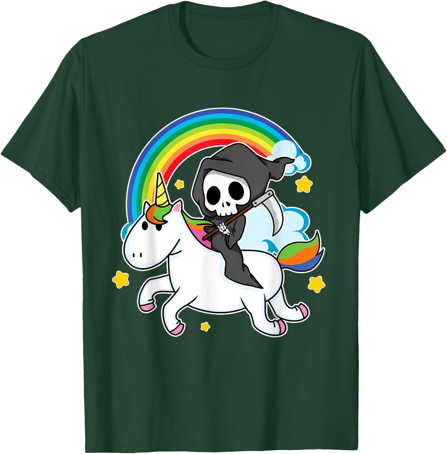 Halloween Unicorn Costume Grim Reaper Riding Unicorn T-Shirt - T-Shirt | Forest