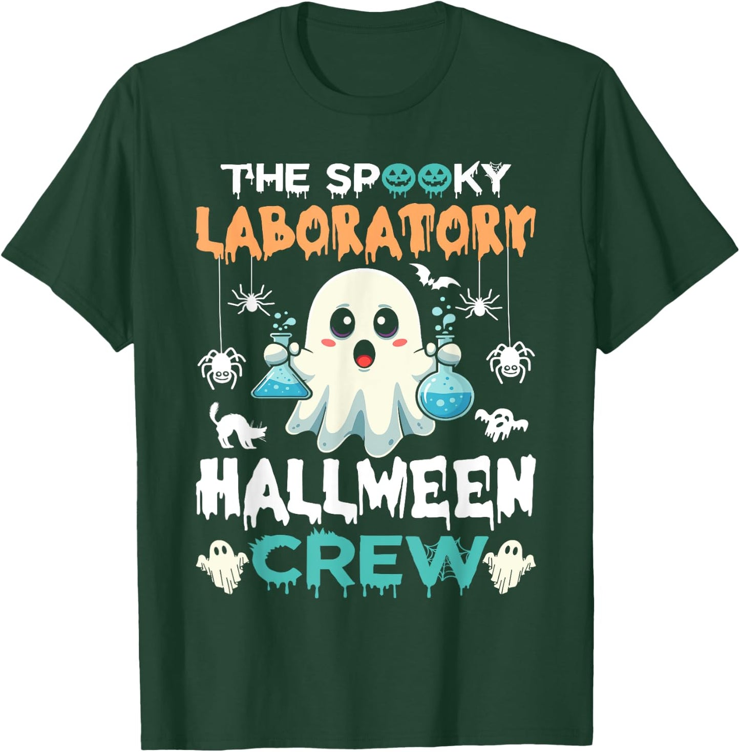 Funny Ghost The Spooky Laboratory Halloween Crew Lab Tech T-Shirt - T-Shirt | Forest