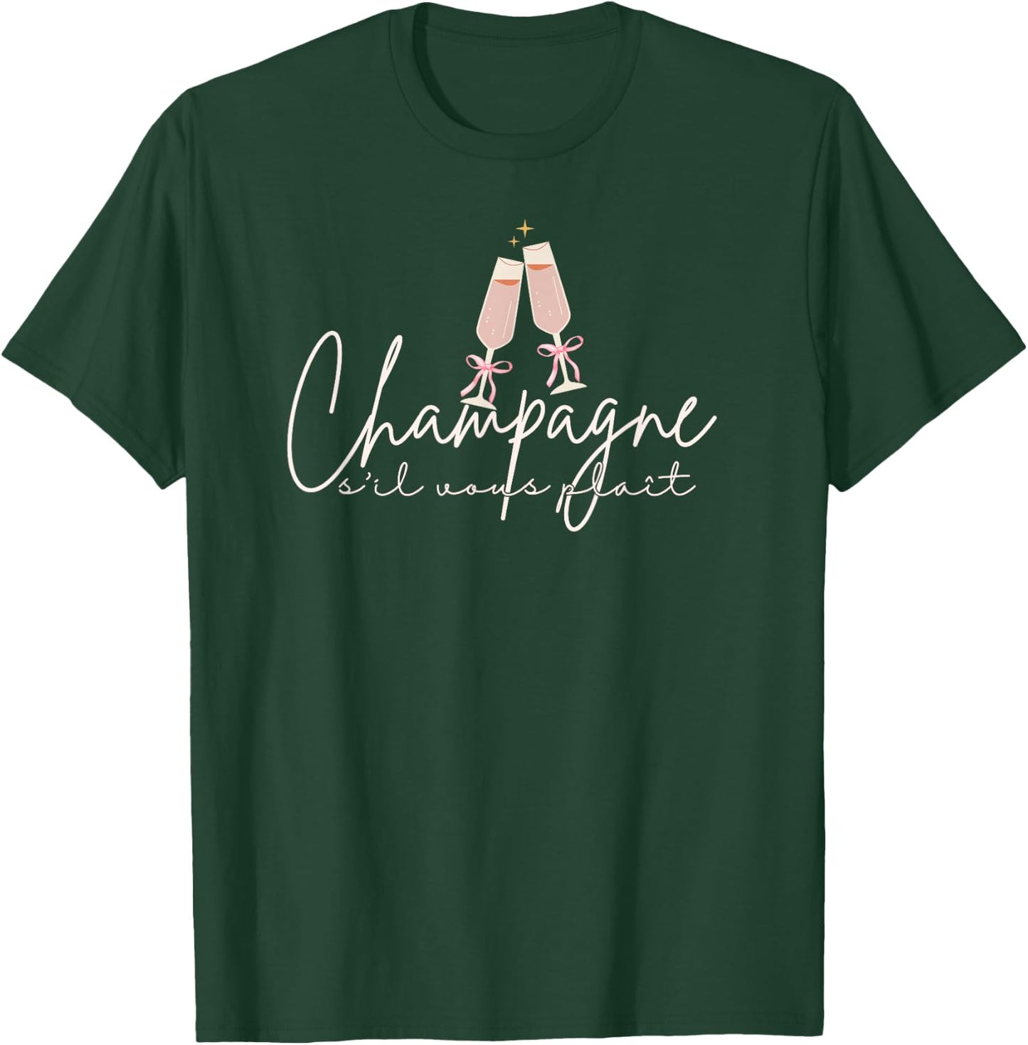 Champagne Please s'il vous plaît Pink Coquette Bows Women T-Shirt - T-Shirt | Forest