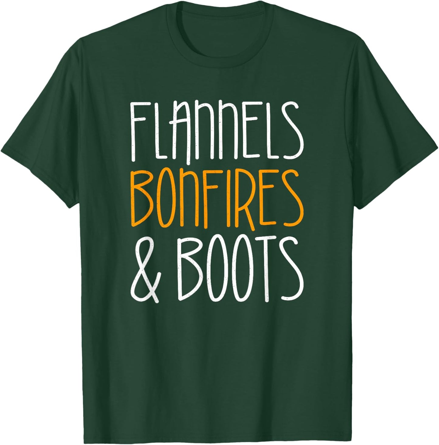 Flannels Bonfires and Boots Shirt Men Women Kids Fall Season T-Shirt - T-Shirt | Forest