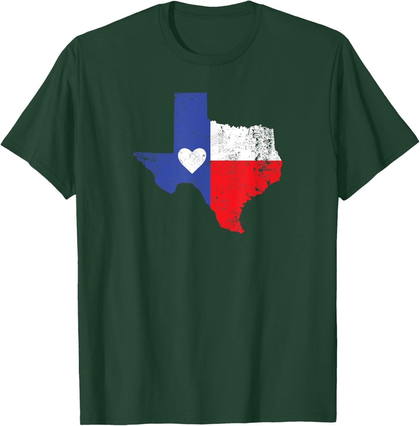 Texas Heart Flag State Outline T-Shirt - T-Shirt | Forest