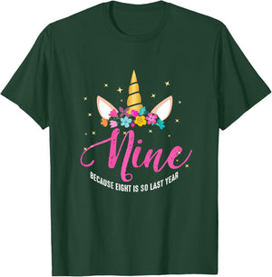 9 Years Old Birthday Girl Gifts Unicorn 9th Birthday T-Shirt - T-Shirt | Forest