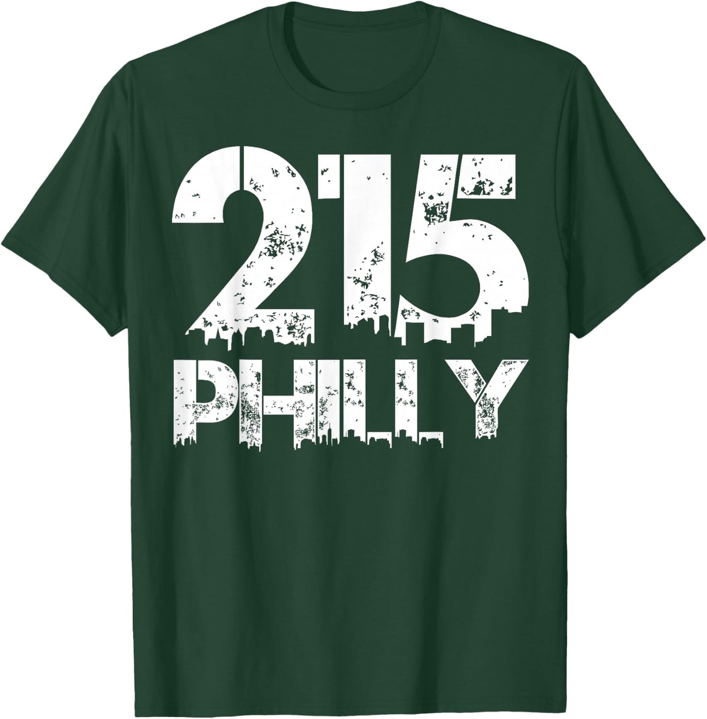Philadelphia Philly 215 Area Code Distressed Gritty T Shirt T-Shirt - T-Shirt | Forest