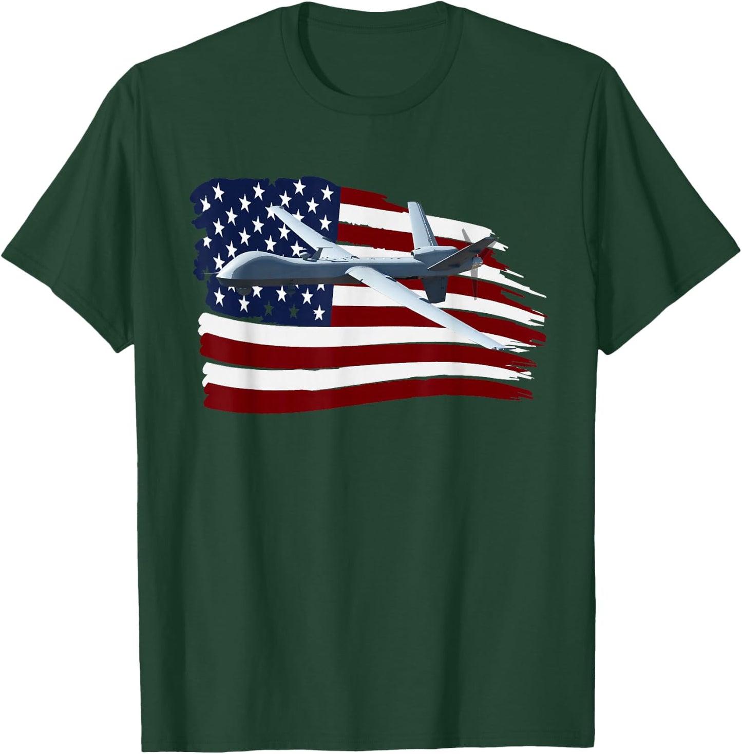 Mq-9 Reaper Drone Uav T Shirt Us Flag Usa T-Shirt - T-Shirt | Forest