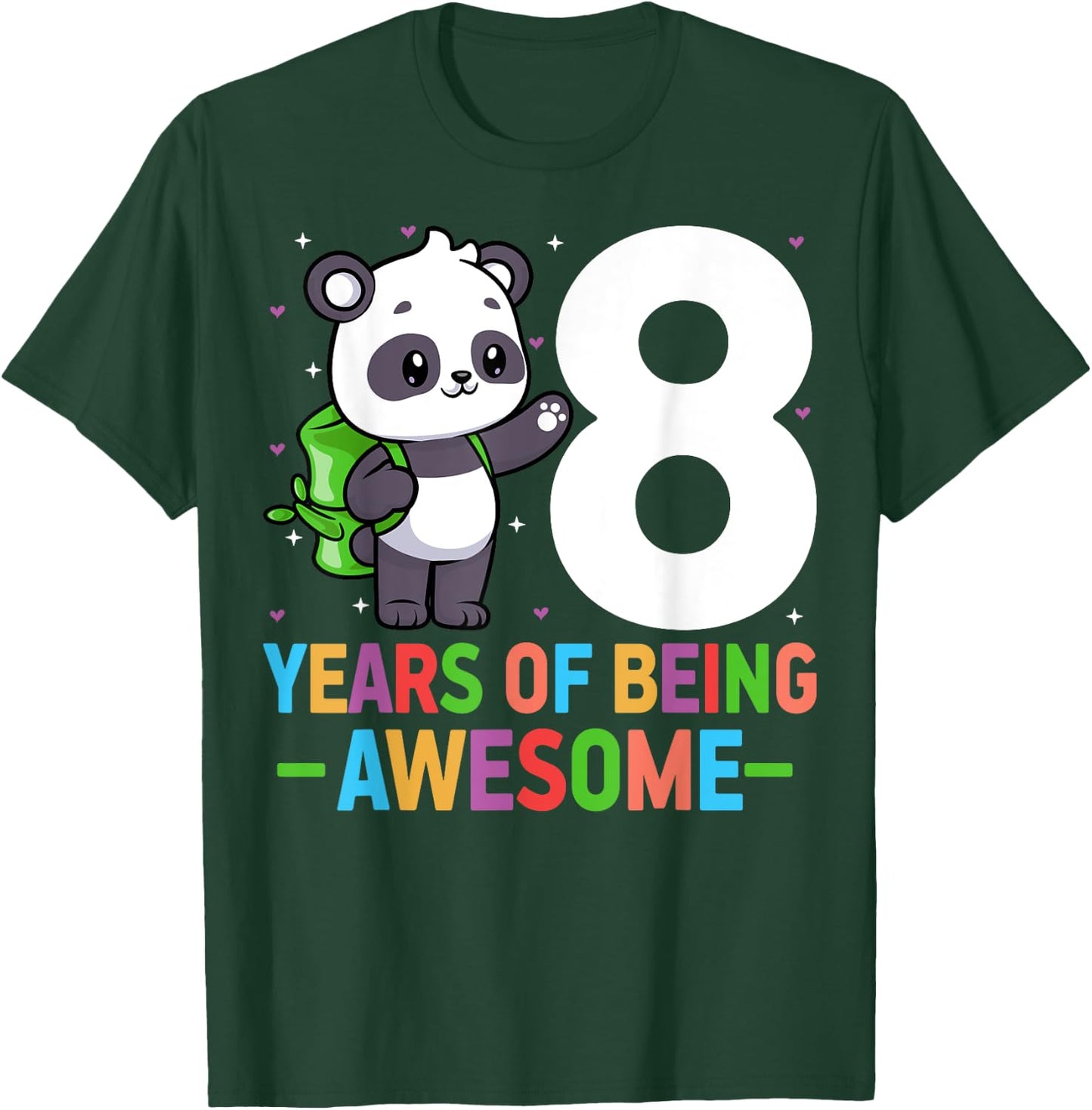 8 Years Of Being Awesome 8th Birthday Panda 8 Years Old T-Shirt - T-Shirt | Forest