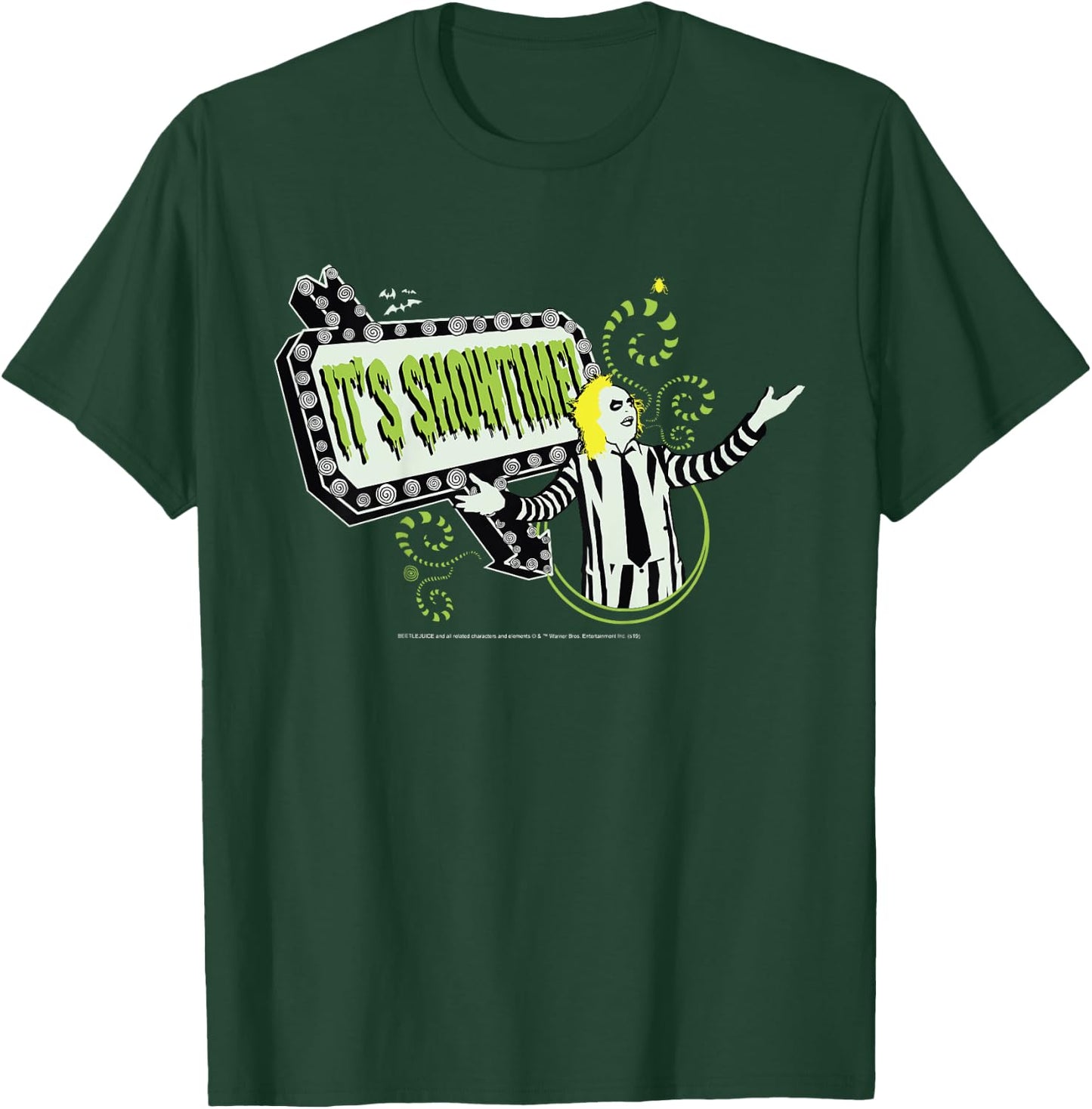 Kids Beetlejuice It's Showtime Neon Banner Poster T-Shirt - T-Shirt | Forest
