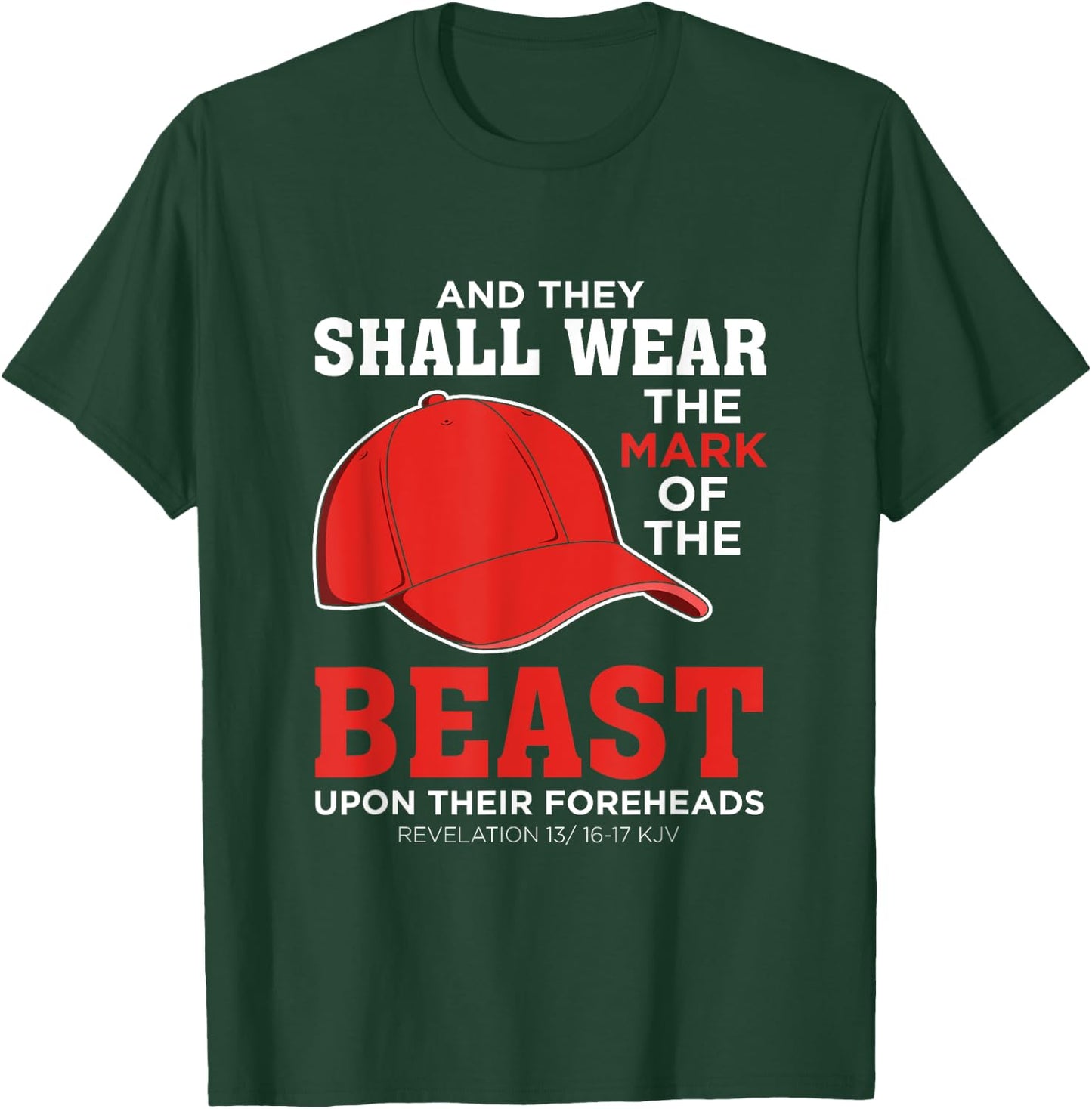 Funny Anti Trump Mark Of The Beast Red Hat Liberal Gift T-Shirt - T-Shirt | Forest