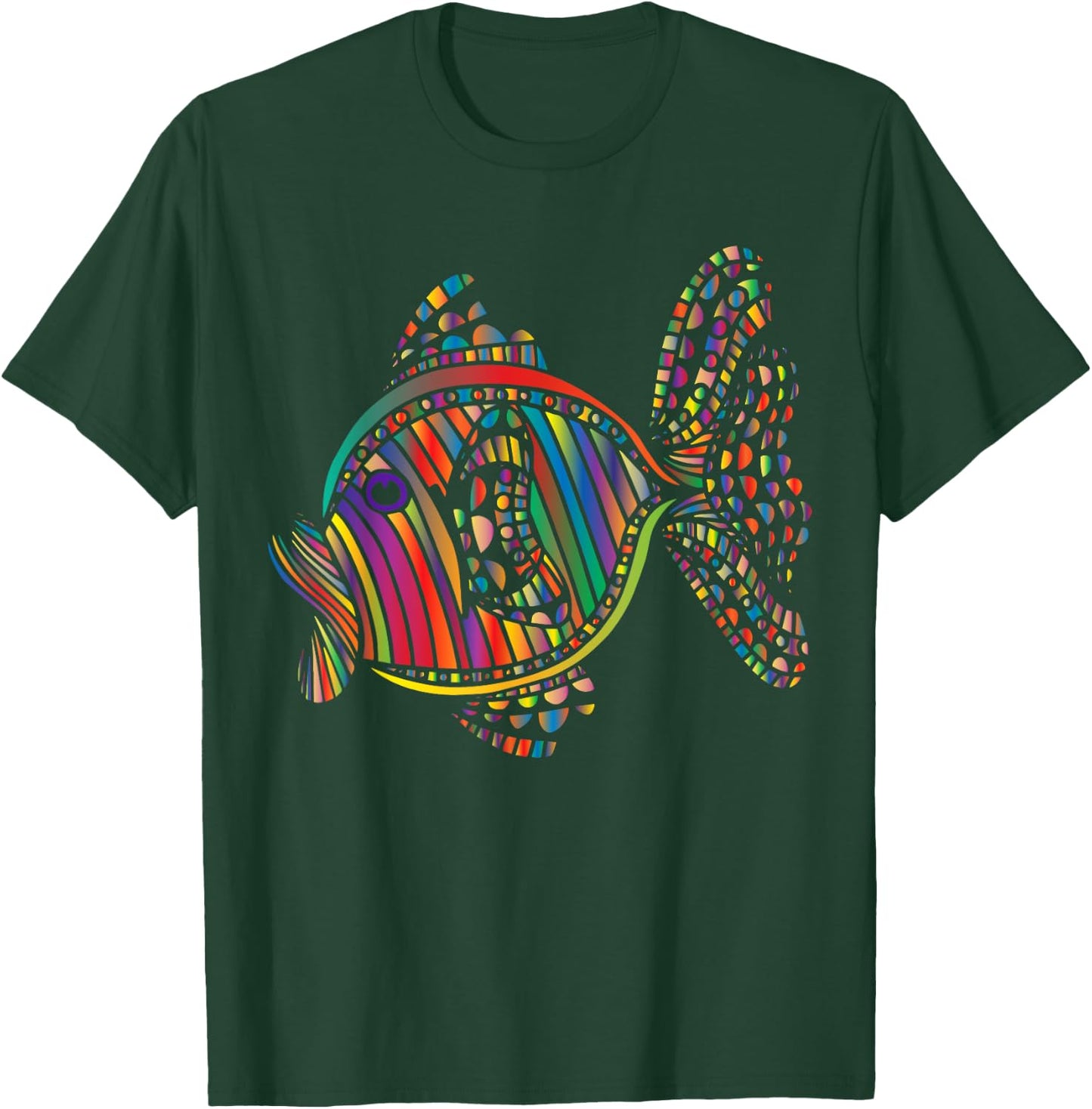 Psychedelic Fish Abstract Design T-Shirt - T-Shirt | Forest