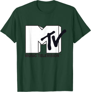 White Fill with Black Ink MTV Logo Small T-Shirt - T-Shirt | Forest