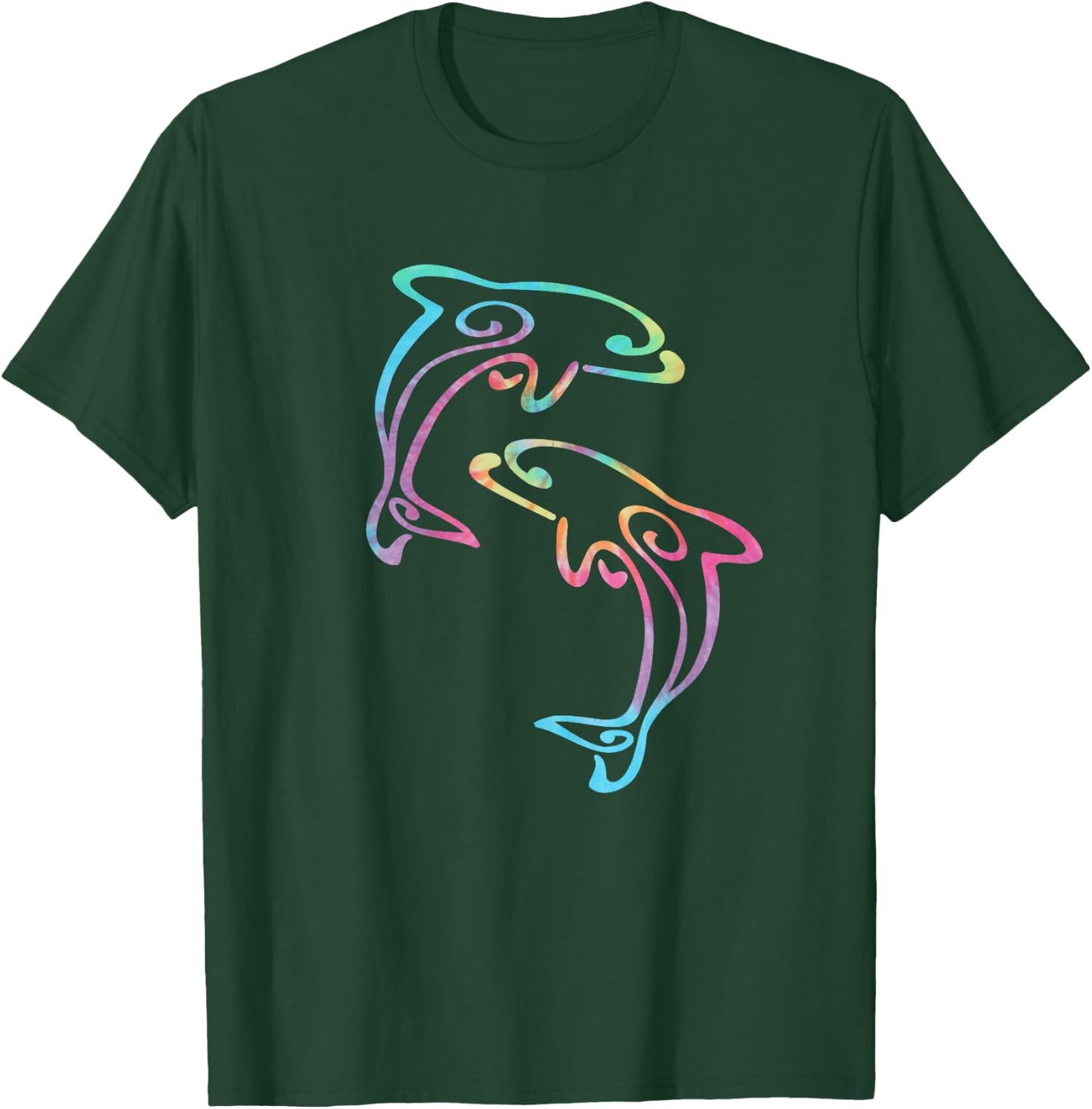 Tie Dye Dolphins Swimming T-Shirt - T-Shirt | Forest
