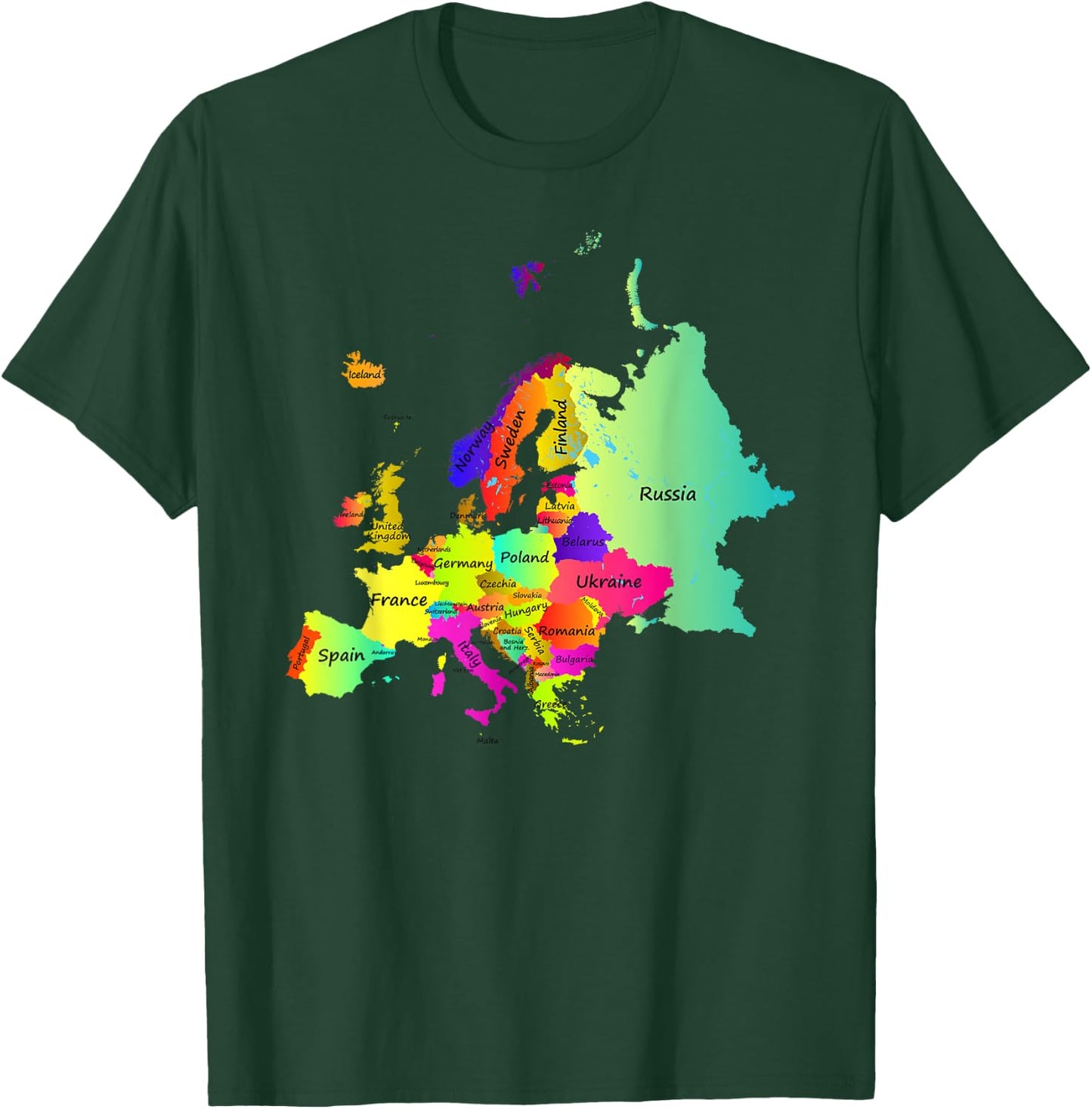 Europe map with boundaries and countries names T-Shirt - T-Shirt | Forest