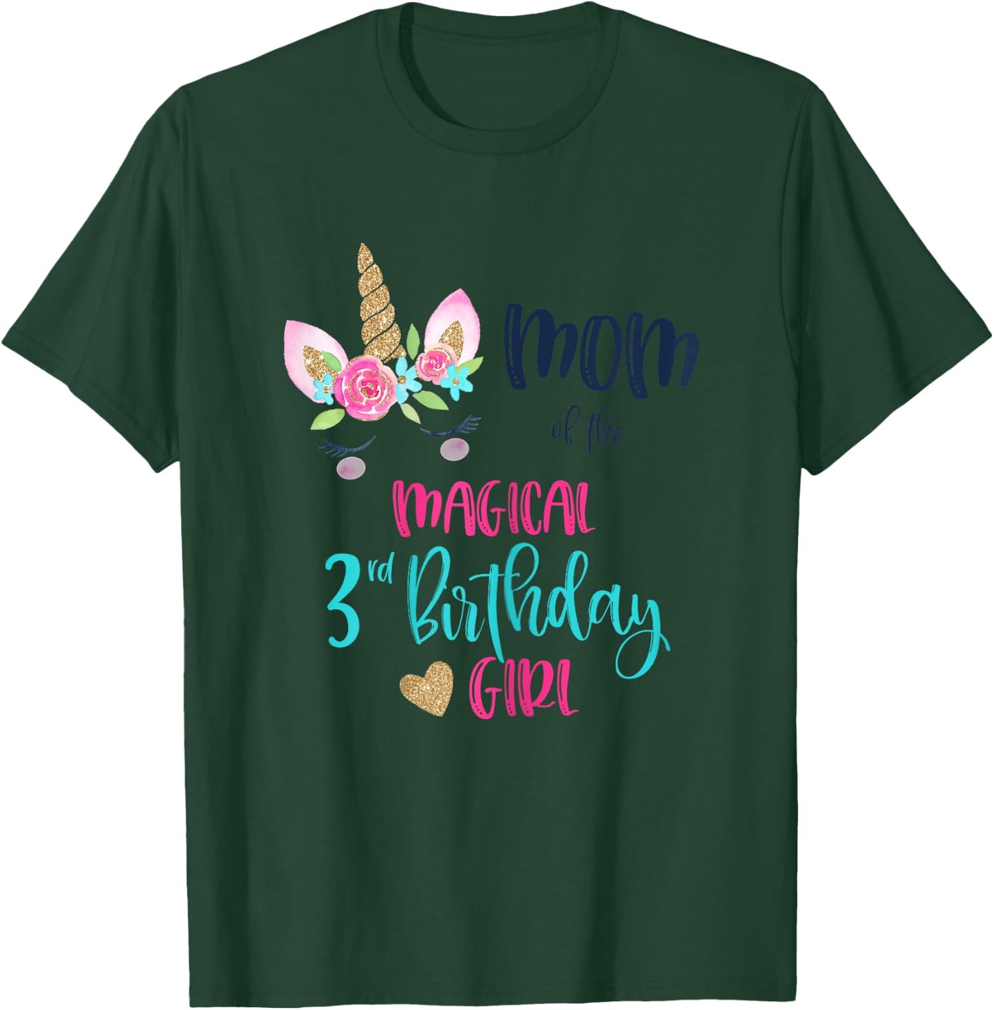 Unicorn Mom of the 3rd Birthday Girl Shirt Matching Daughter T-Shirt - T-Shirt | Forest