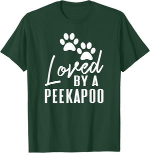 Loved By A Peekapoo Mixed Breed Dog Mom or Dad Pet Lover T-Shirt - T-Shirt | Forest