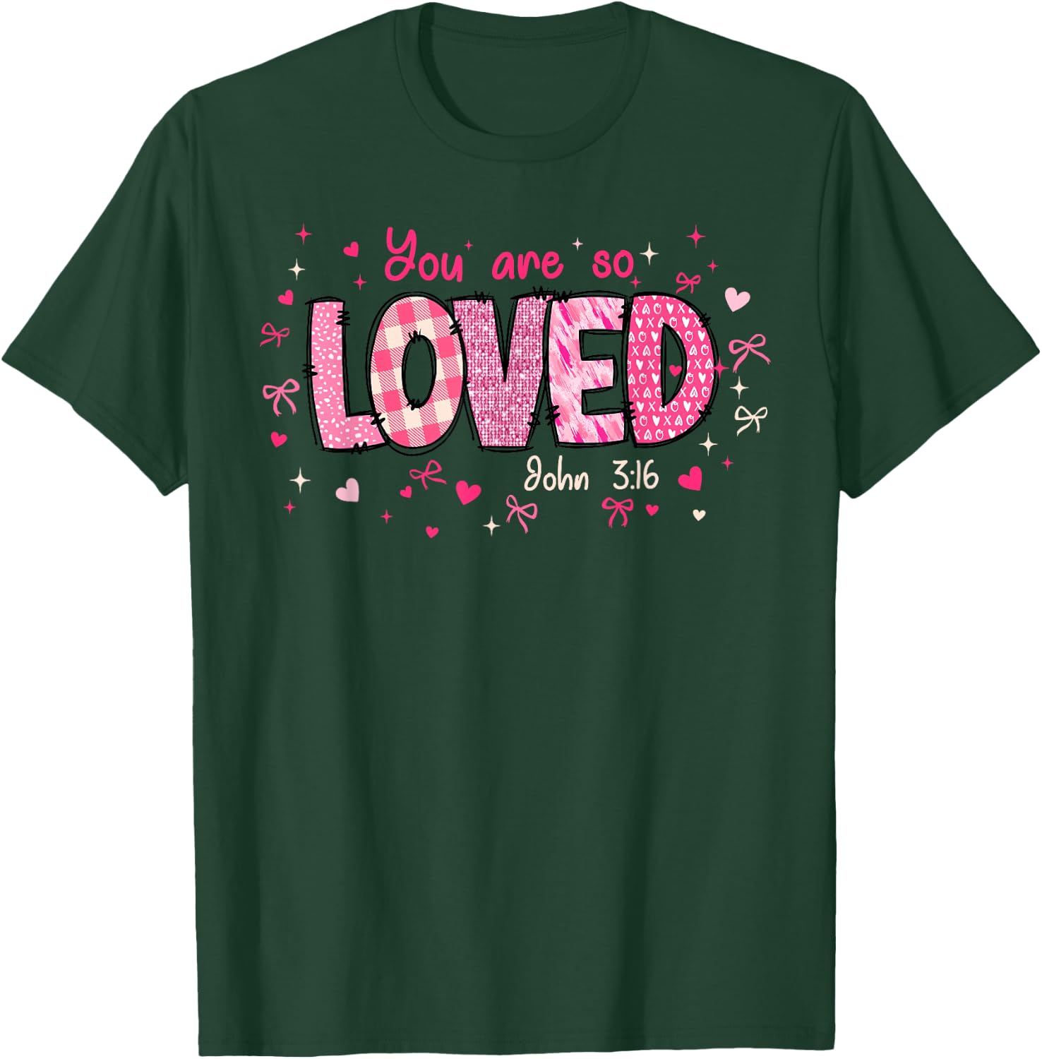 Cute You Are So Loved John 3-16 Retro Christian Girl Women T-Shirt - T-Shirt | Forest