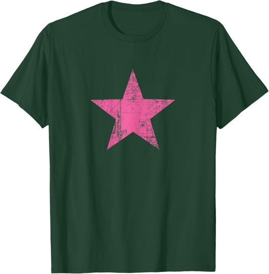 Vintage Pink Star Retro Graphic Tops Girls T-Shirt - T-Shirt | Forest