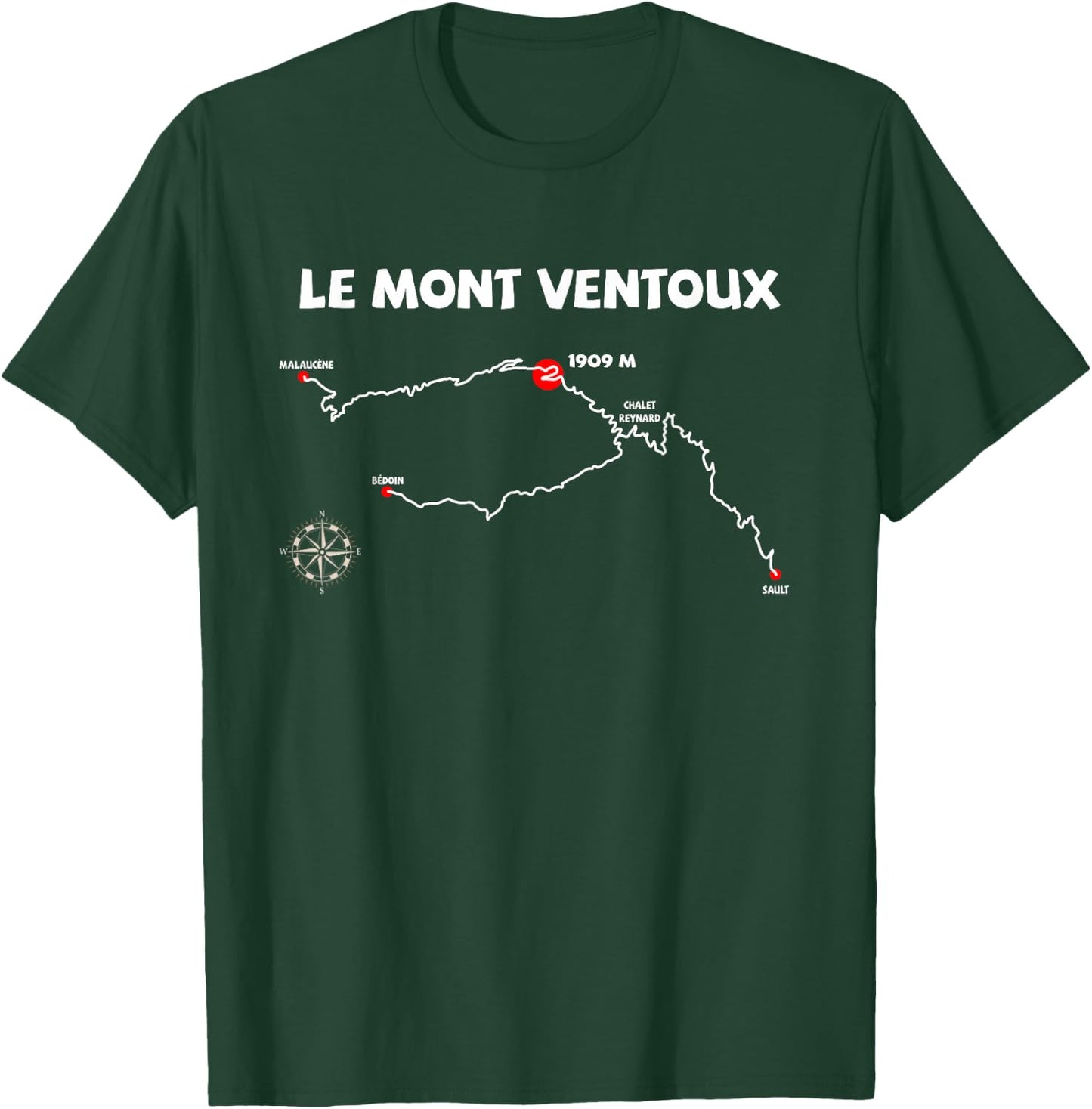 Le Mont Ventoux Serpentine France Cycling Design T-Shirt - T-Shirt | Forest