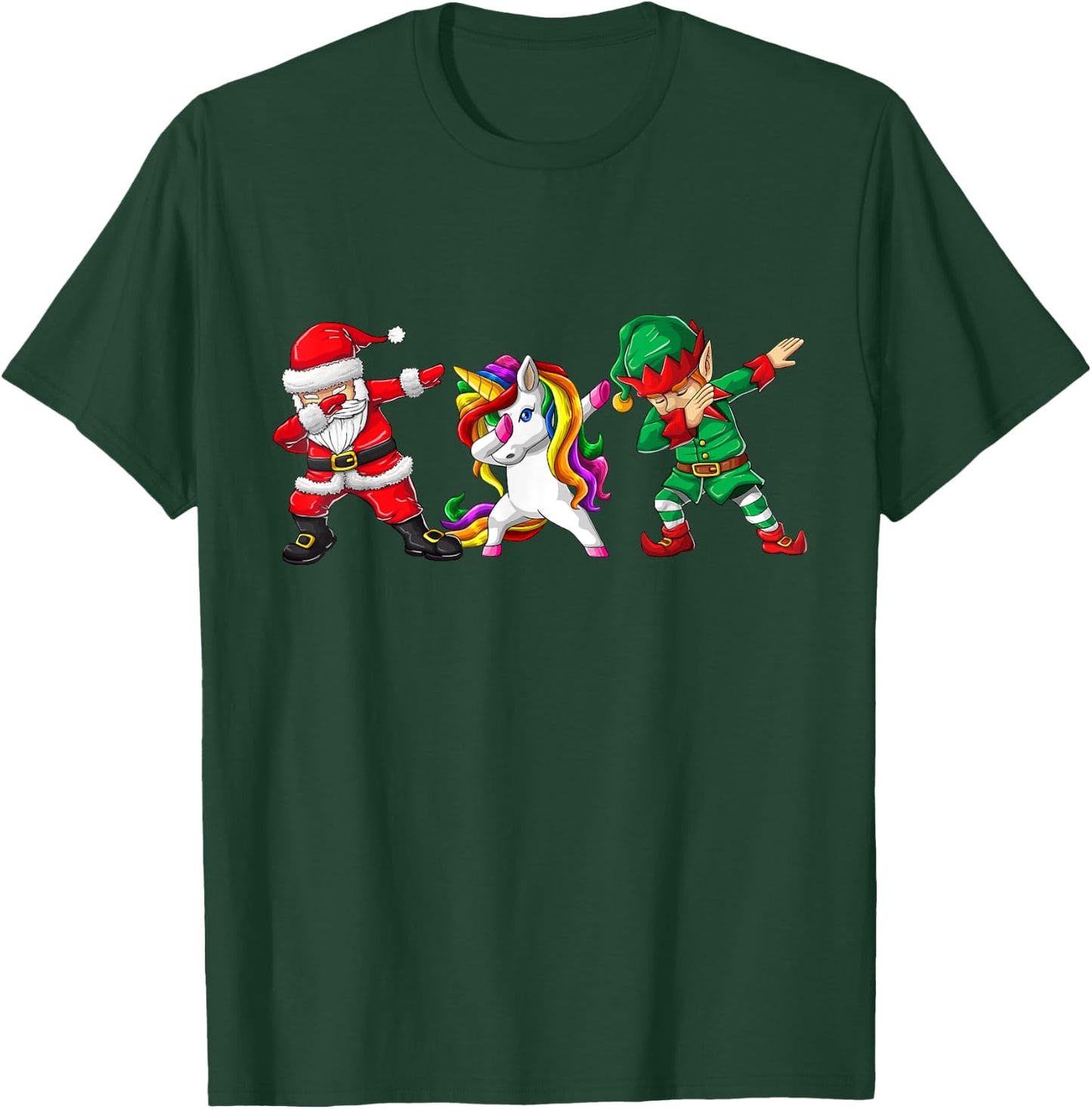 Dabbing Santa Elf Unicorn Christmas Kids Boys Men Xmas Gifts T-Shirt - T-Shirt | Forest