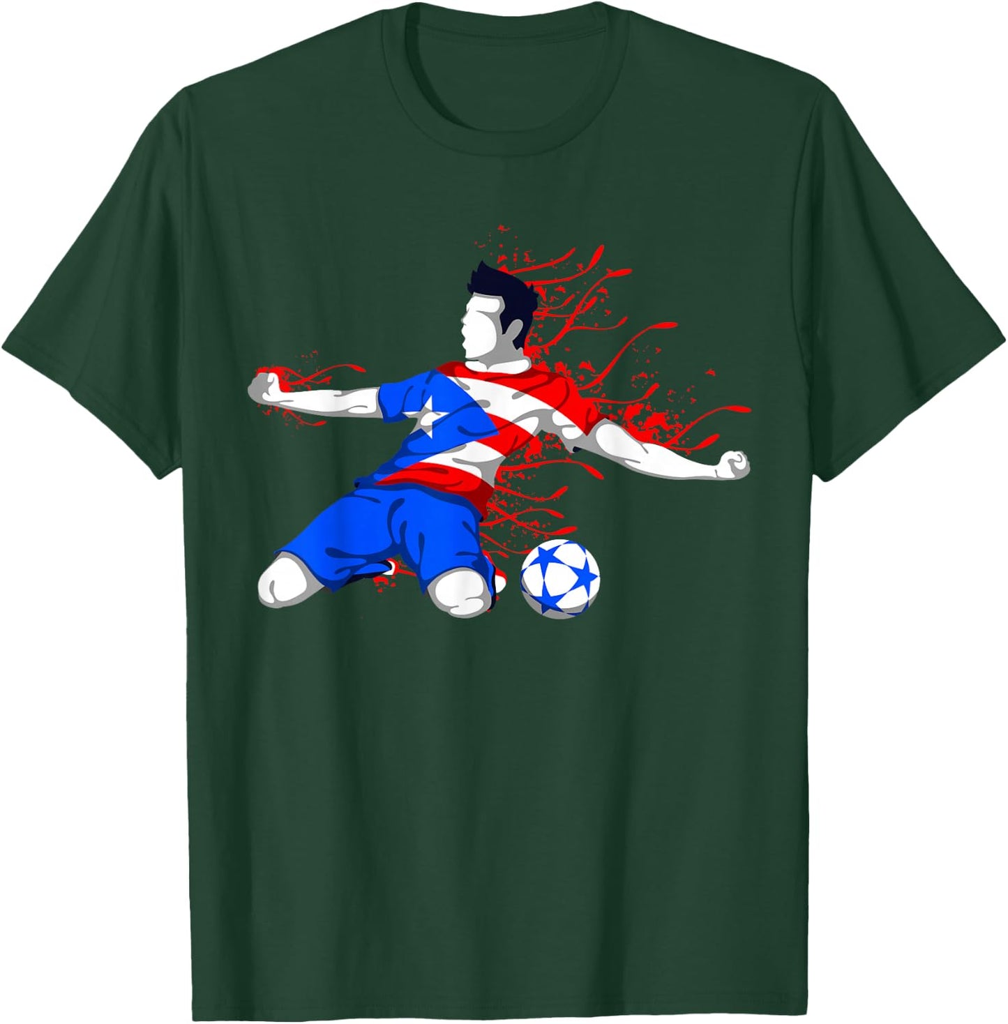 Puerto Rico Soccer Puerto Rican National Flag Football Lover T-Shirt - T-Shirt | Forest