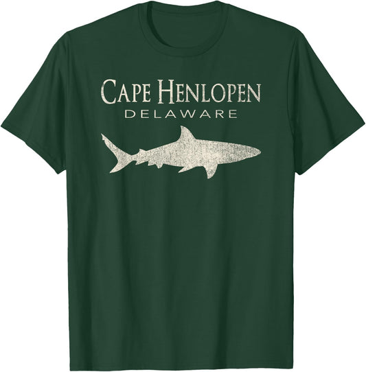 Retro Cape Henlopen DE Shark T-Shirt - T-Shirt | Forest