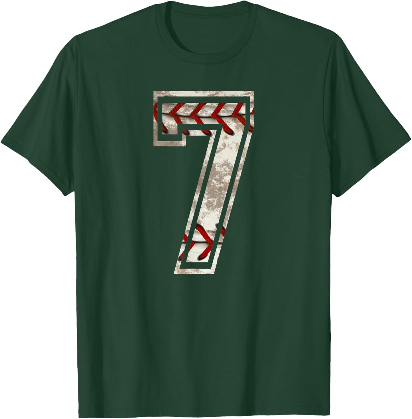 Baseball Jersey Number 7 Vintage Distressed T-Shirt - T-Shirt | Forest