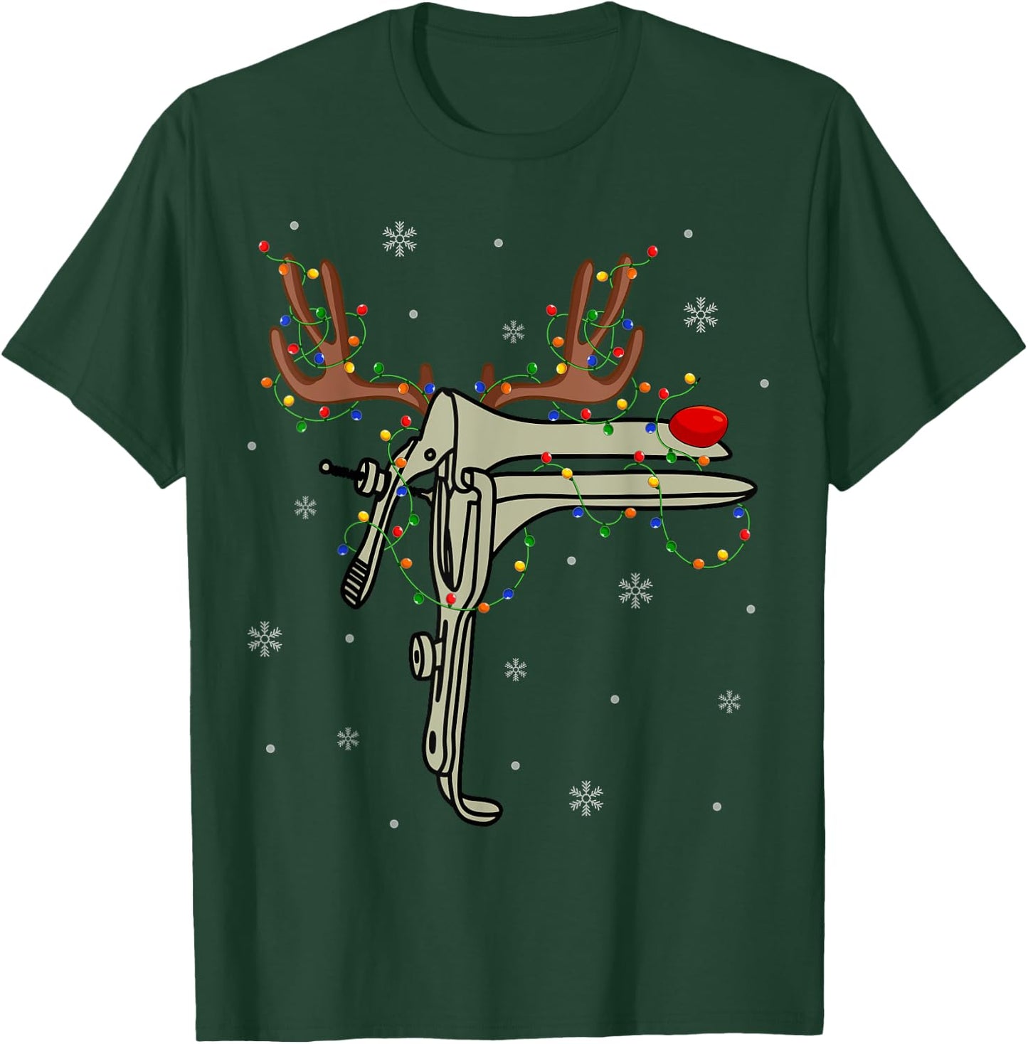 Speculum Reindeer Xmas Light Medical OB GYN Nurse Christmas T-Shirt - T-Shirt | Forest