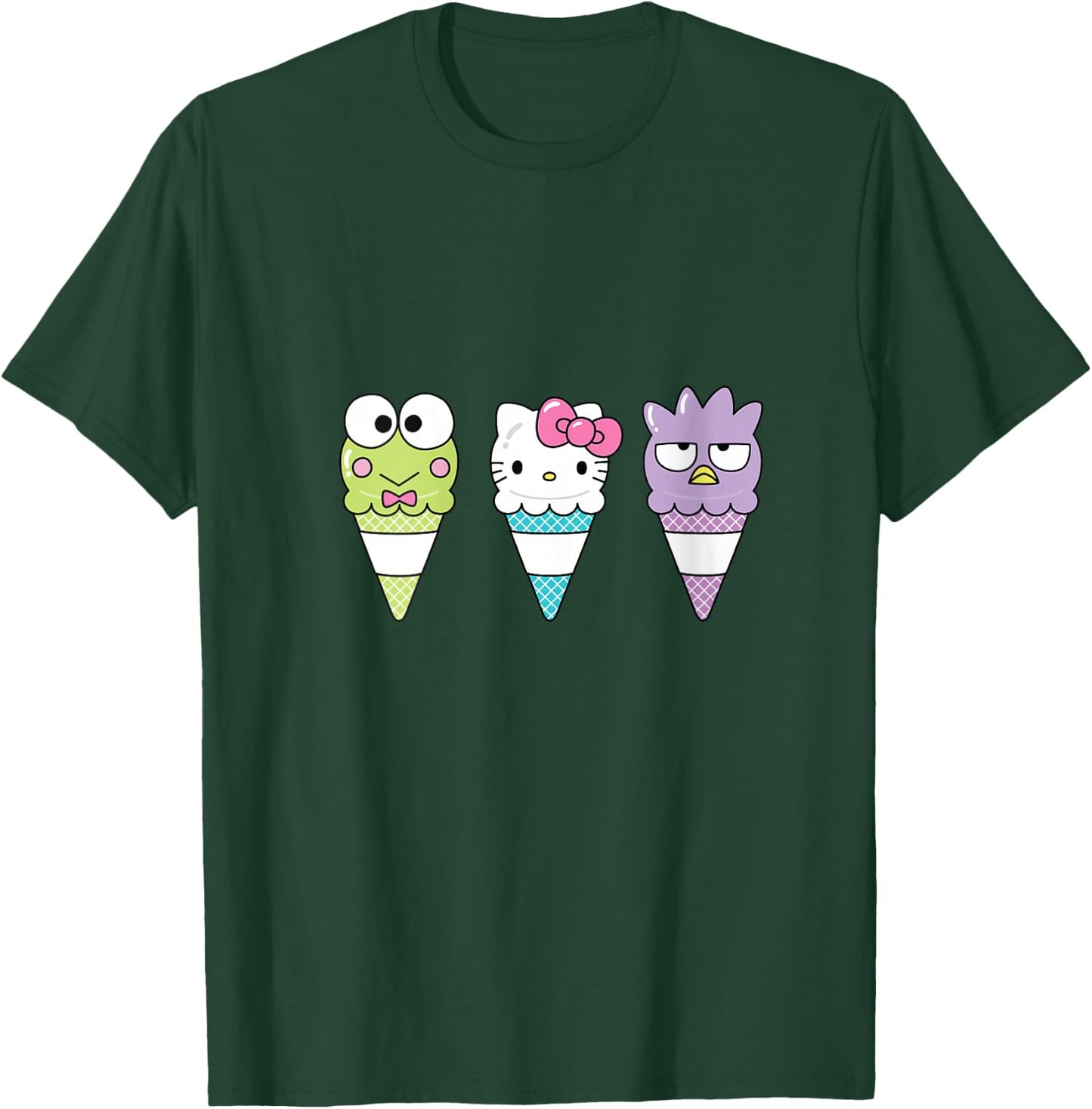 Hello Sanrio Keroppi Hello Kitty Badtz-Maru Ice Cream Cone V-Neck T-Shirt - T-Shirt | Forest