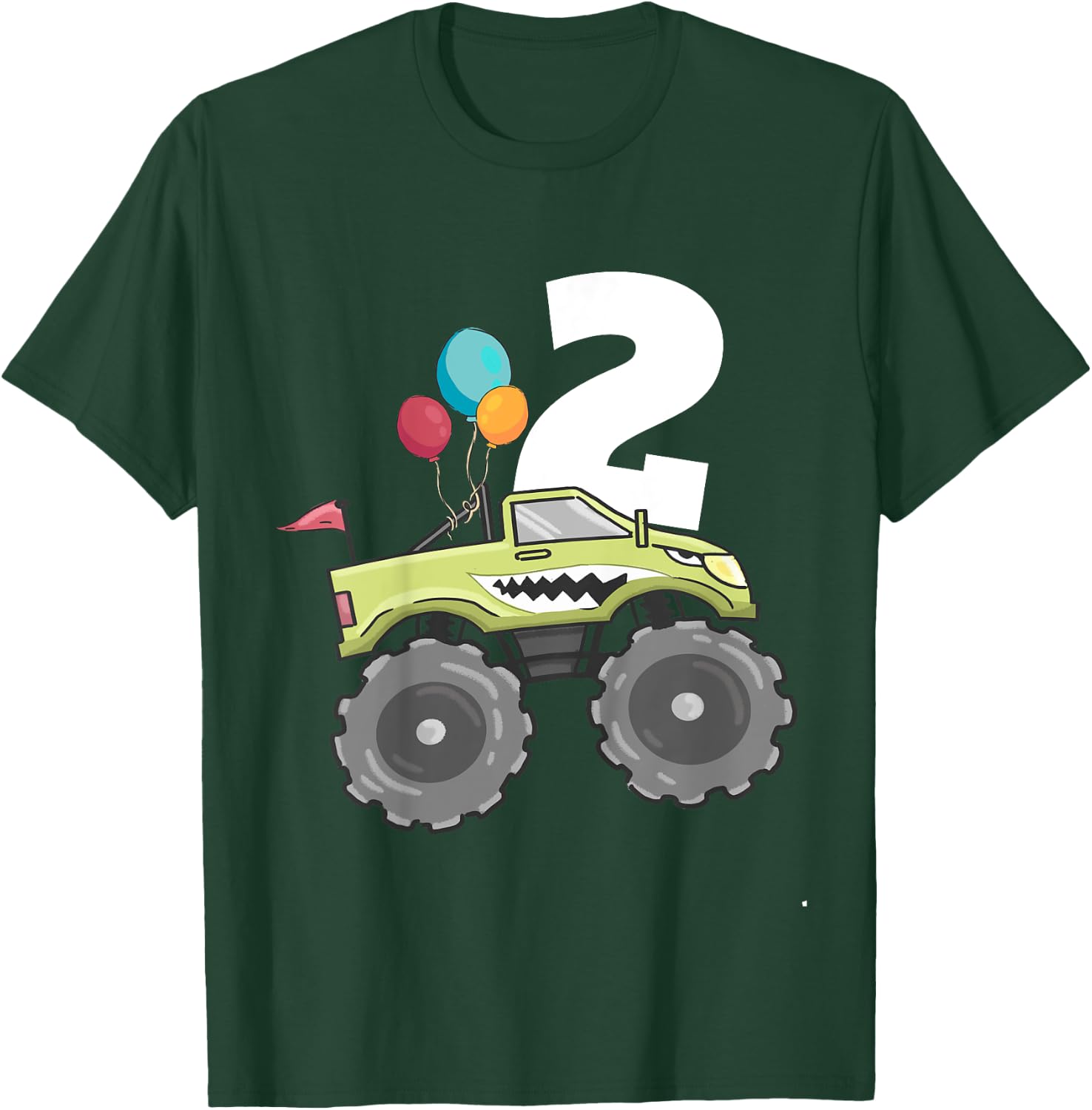 Kids Monster Truck Shark 2nd Birthday Boy 2 Two Year Old T-Shirt - T-Shirt | Forest