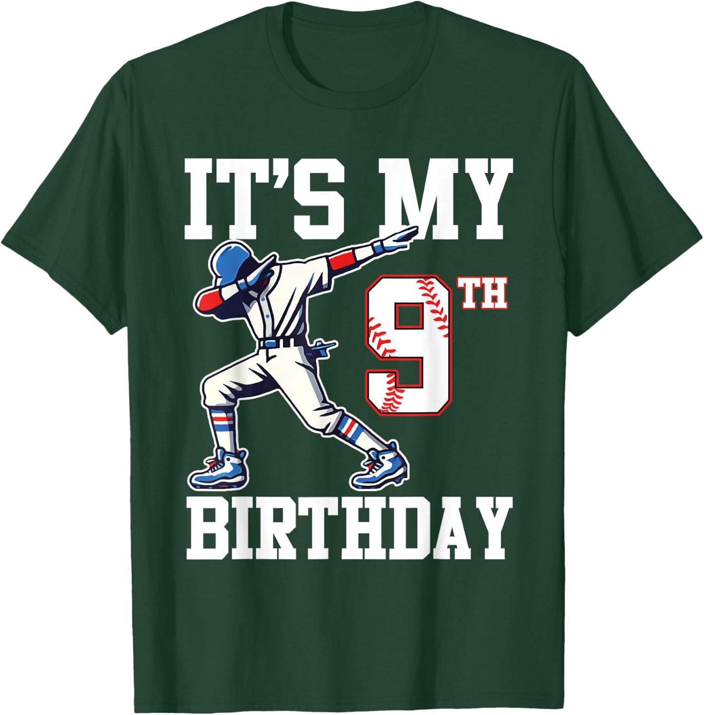 It's My 9th Birthday Baseball 9 Years Old Birthday Boy Girl T-Shirt - T-Shirt | Forest
