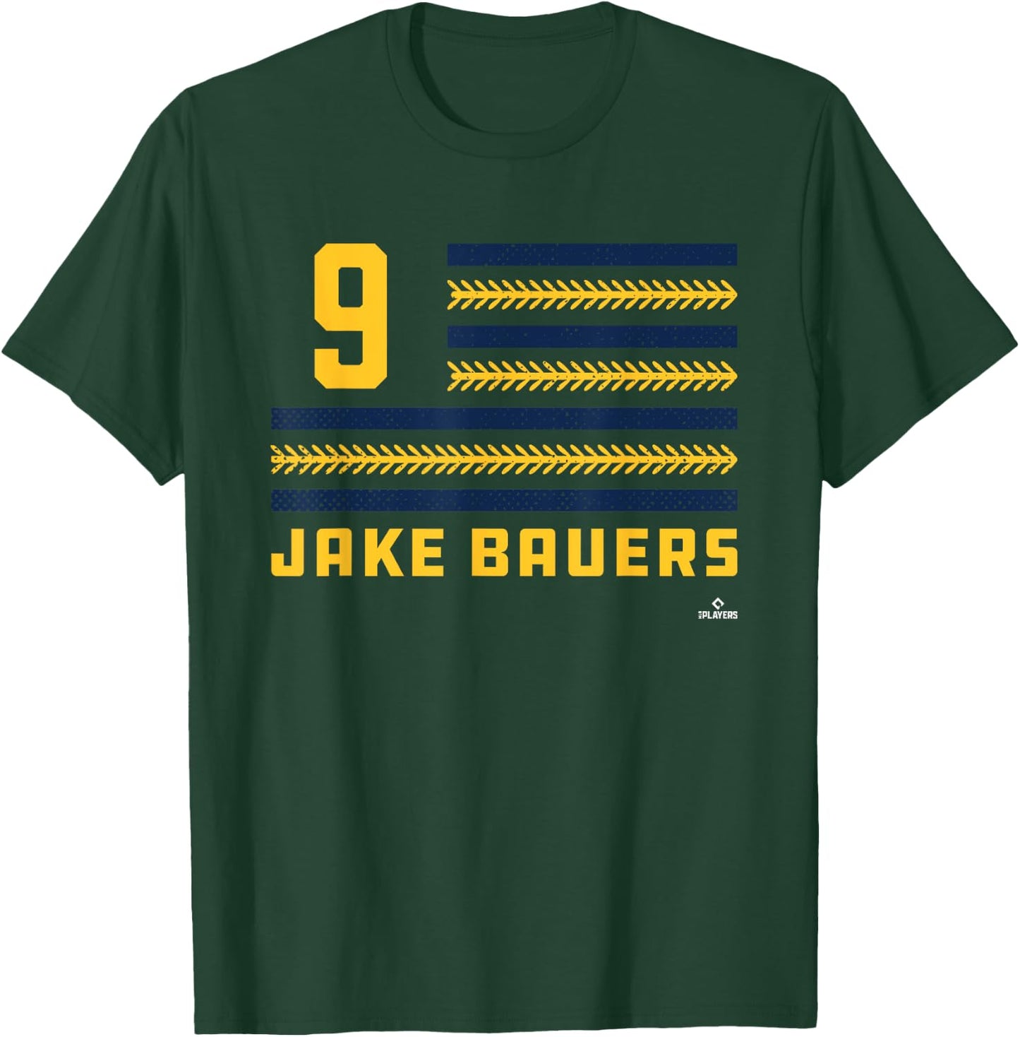 Flag Stripes Jake Bauers Milwaukee Baseball MLBPA T-Shirt - T-Shirt | Forest