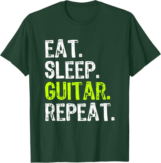 Eat Sleep Guitar Repeat Guitarist Player Funny T-Shirt - T-Shirt | Forest