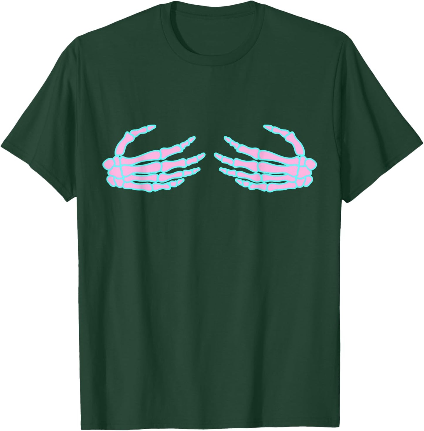 Skeleton Hands on Boob, Funny Halloween Boobs T-Shirt - T-Shirt | Forest