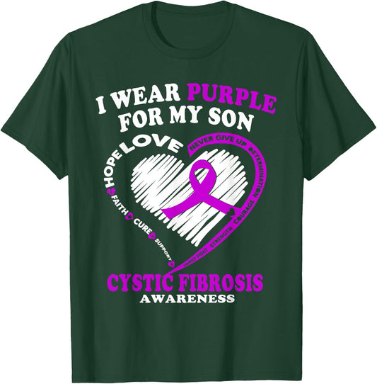 Cystic Fibrosis Shirt For Dad/Mom - I Wear Purple For My Son T-Shirt - T-Shirt | Forest