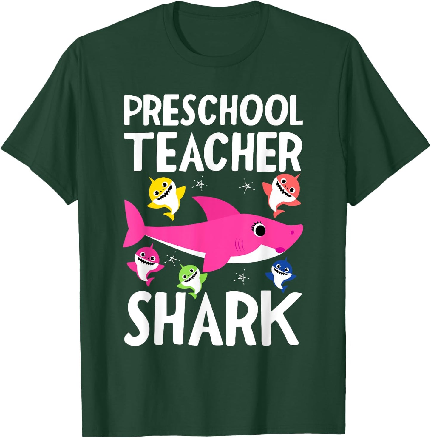 Preschool Teacher Shark Funny Gift Teachers T-Shirt - T-Shirt | Forest