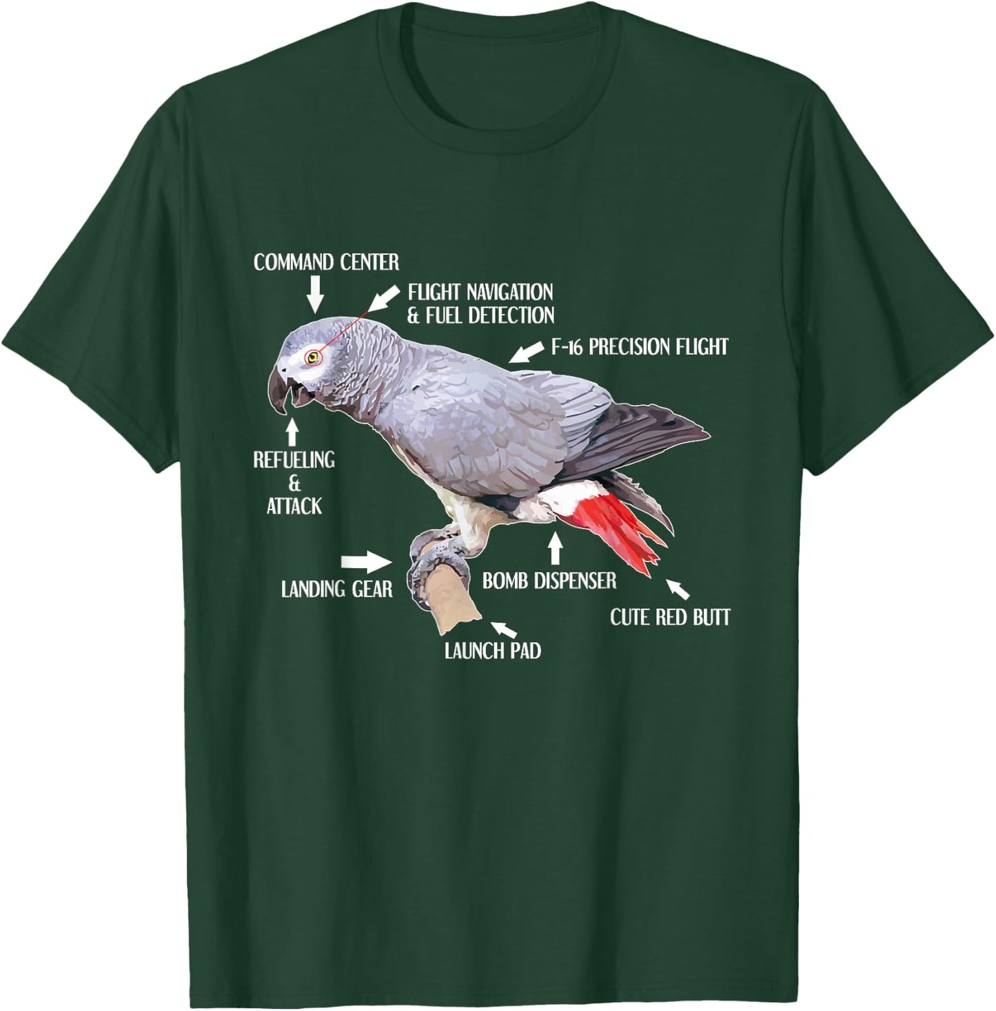 Anatomy Of An African Grey Parrot Funny Bird Gift T-Shirt - T-Shirt | Forest