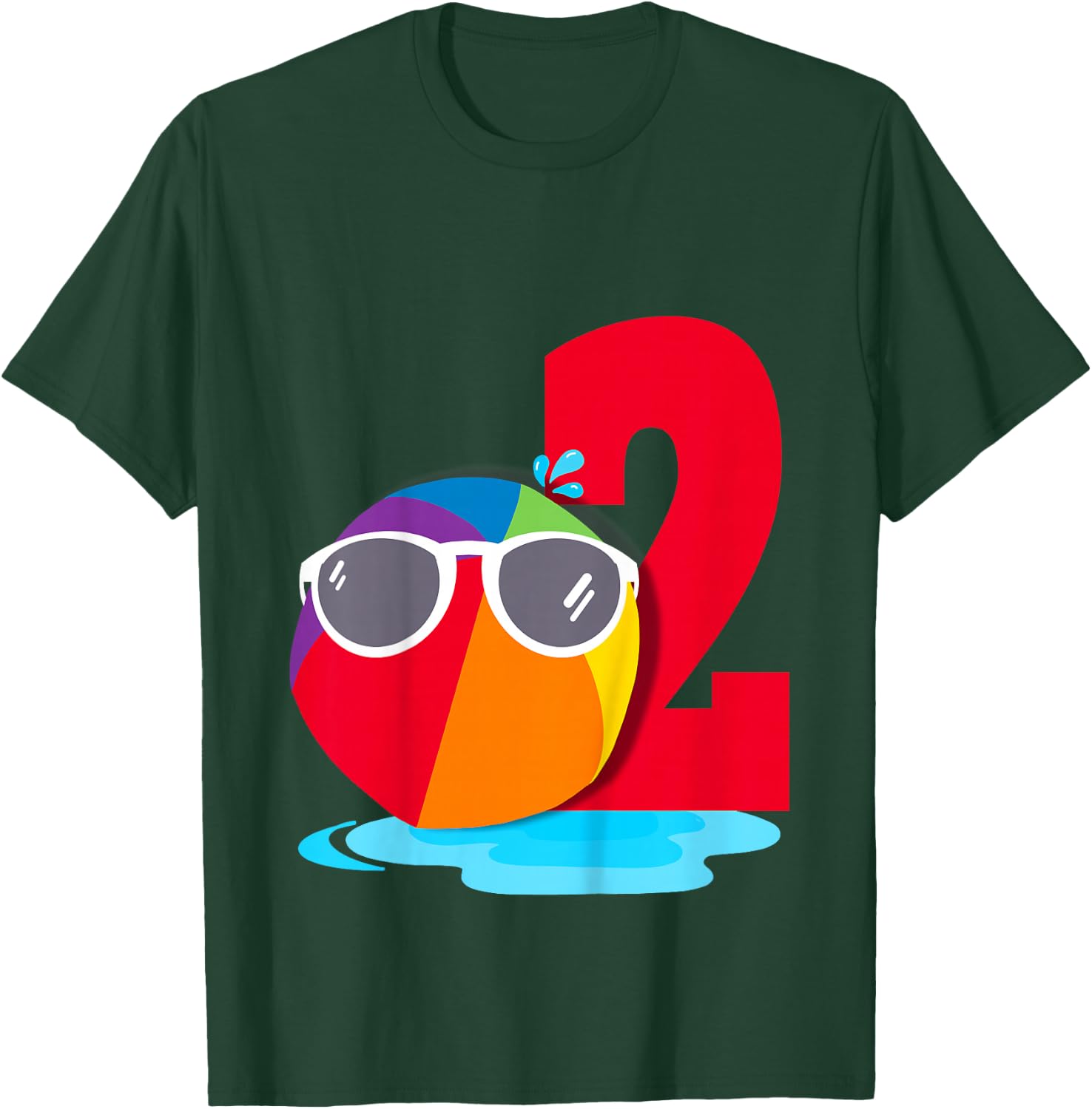 Beach Ball Sunglasses Birthday Shirt 2 Year Old Pool Party T-Shirt - T-Shirt | Forest