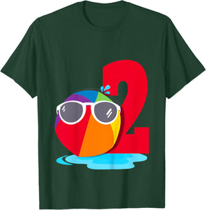 Beach Ball Sunglasses Birthday Shirt 2 Year Old Pool Party T-Shirt - T-Shirt | Forest