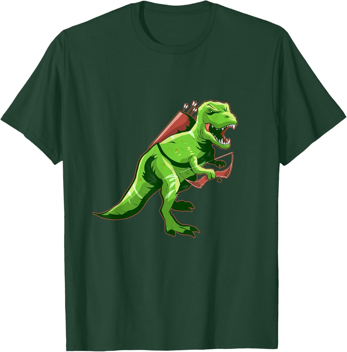 Archery T-Rex Archer Bow Hunting Arrow Dinosaur T-Shirt - T-Shirt | Forest