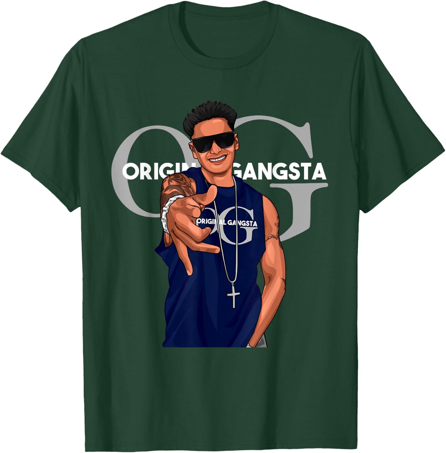 Original Gangsta Pauly D OG with Sunglasses and Chain T-Shirt - T-Shirt | Forest