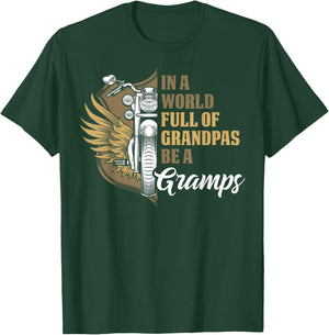 Motorcycle Gift Dad Fathers Day Biker Gramps T-Shirt - T-Shirt | Forest