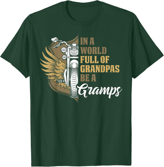 Motorcycle Gift Dad Fathers Day Biker Gramps T-Shirt - T-Shirt | Forest