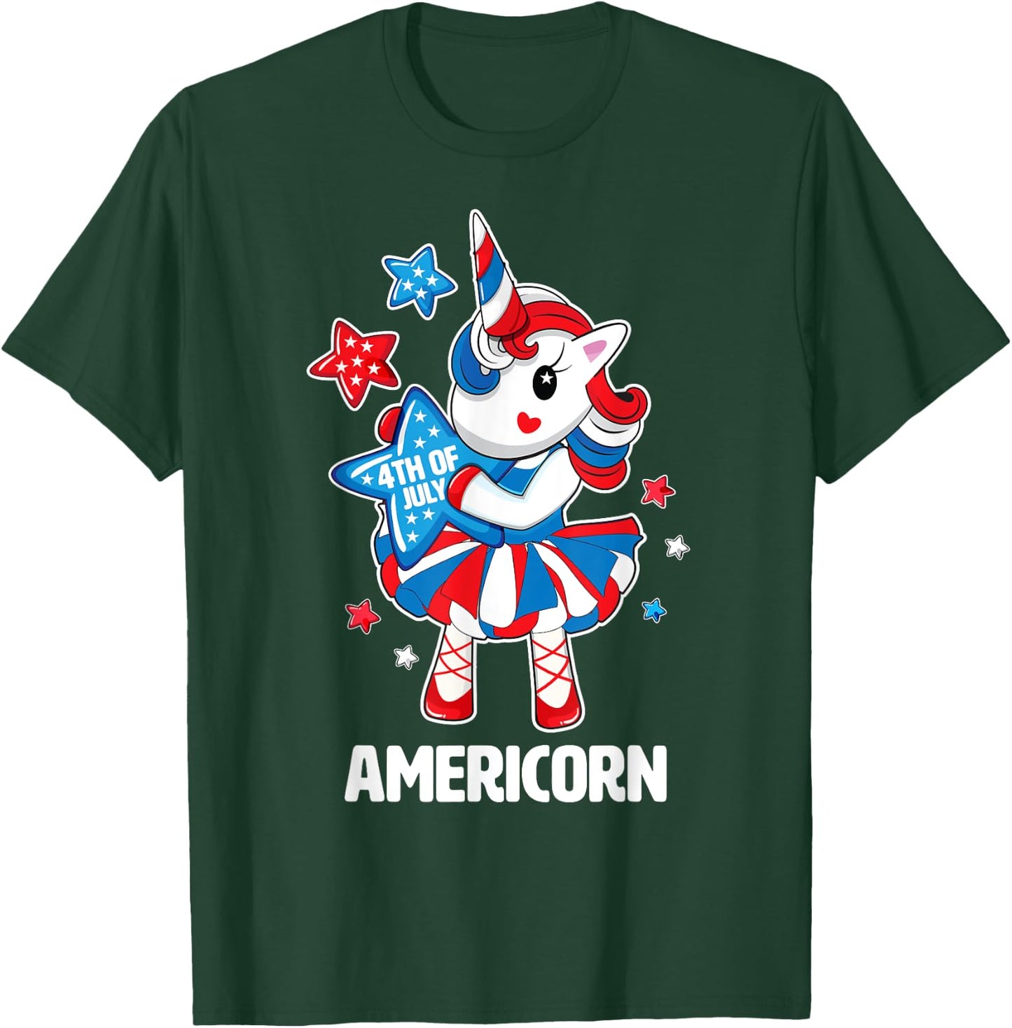 Americorn Shirt Fun 4th of July Unicorn America Stars Gift T-Shirt - T-Shirt | Forest