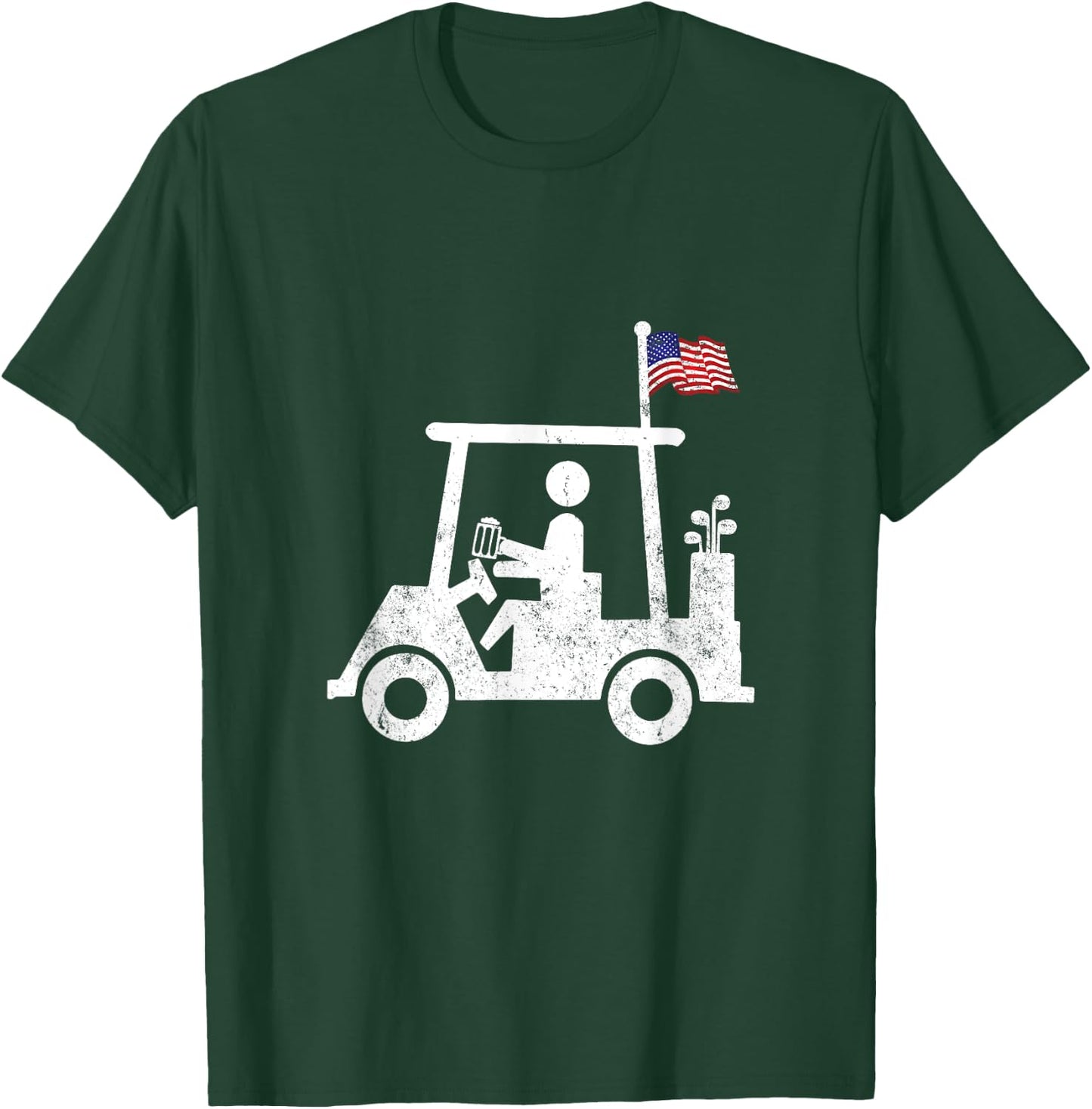 Beer Golfer Golf Cart with American Flag USA Golfing Gift Men T-Shirt - T-Shirt | Forest
